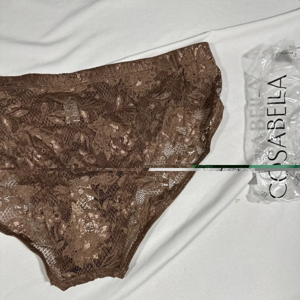 NWT Cosabella [ MEN Large ] Never Say Never Comfort Micro Brief Lace Brown U1940
